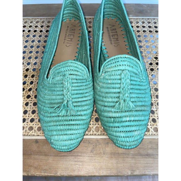 Artemis Design Co X Susan Tucker Woven Loafers Green Size 7 - Picture 6 of 8